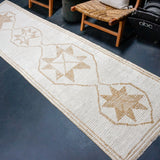 3’ x 12’4 Vintage Herki Runner Bone & Muted Warm Brown