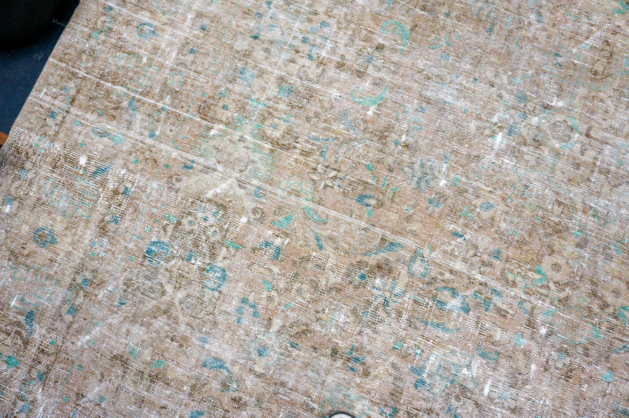 11’ x 13’7 Classic Vintage Rug Muted Mocha, Brown, Green & Denim