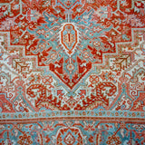 9’10 x 13’5 Classic Vintage Rug Muted Red, Cream, Gray + Blue Carpet