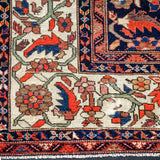 4’6 x 6’ Vintage Malayer Carpet Blue, Red and Cream 70’s