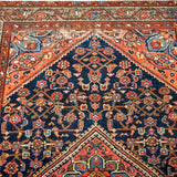 4’1 x 6’3 Vintage Malayer Carpet Blue, Red and Gray 70’s