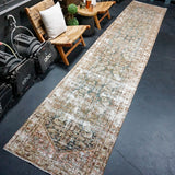 3’2 x 16’ Classic Antique Runner Muted Blue, Green & Wine '5031