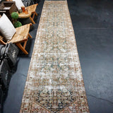 3’2 x 16’ Classic Antique Runner Muted Blue, Green & Wine '5031