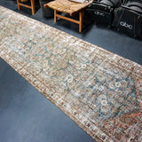 3’2 x 16’ Classic Antique Runner Muted Blue, Green & Wine '5031