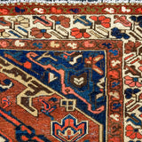 4’4 x 5’7 Vintage Malayer Carpet Red, Blue and Cream 70’s '3187