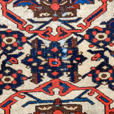 4’4 x 5’7 Vintage Malayer Carpet Red, Blue and Cream 70’s '3187
