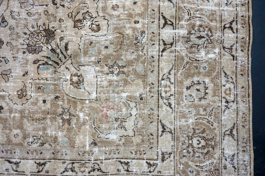 10’ x 12’8 Classic Vintage Rug Muted  Beige, Brown, Denim & Bittersweet