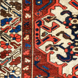 4’4 x 5’7 Vintage Malayer Carpet Red, Blue and Cream 70’s '3187