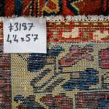 4’4 x 5’7 Vintage Malayer Carpet Red, Blue and Cream 70’s '3187