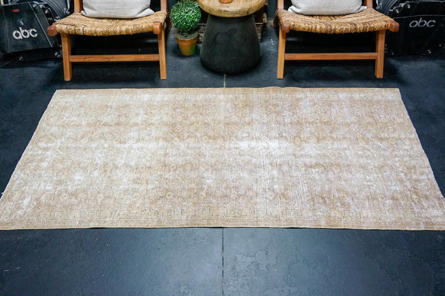 3’6 x 6’9 Classic Vintage Rug Muted Camel Beige, Tawny Brown & Green SB