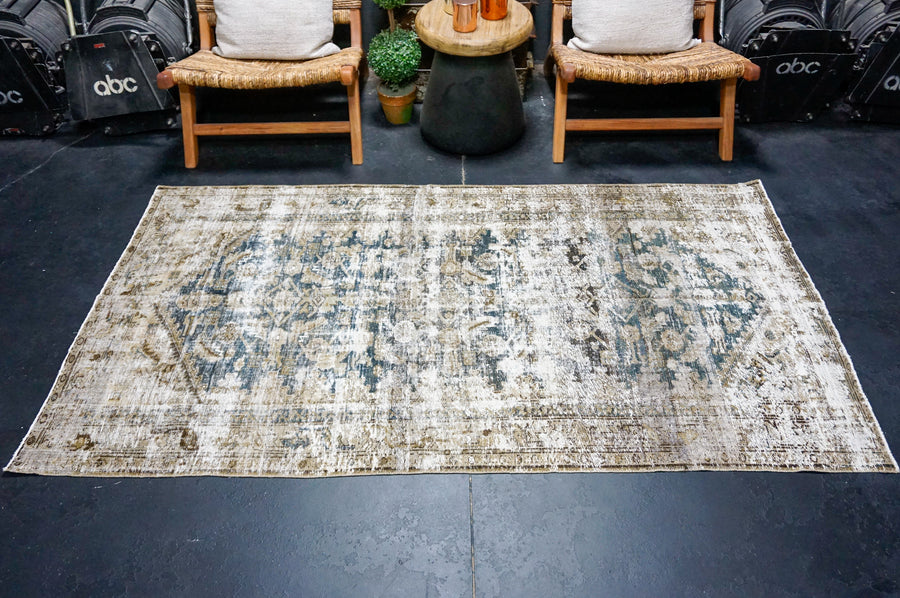 4’ x 7’ Classic Antique Rug Muted Blue, Brown + Gray SB