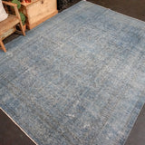 8’ x 10’7 Oushak Carpet Denim Blue Overdyed Vintage Rug