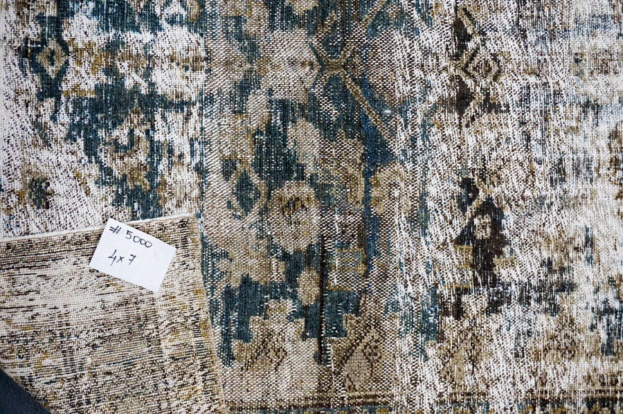 4’ x 7’ Classic Antique Rug Muted Blue, Brown + Gray SB