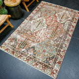 4’4 x 6’10 Classic Vintage Rug Muted Blues, Bone & Reds '5066