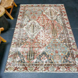 4’4 x 6’10 Classic Vintage Rug Muted Blues, Bone & Reds '5066