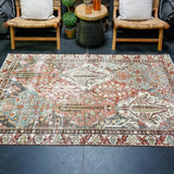 4’4 x 6’10 Classic Vintage Rug Muted Blues, Bone & Reds '5066