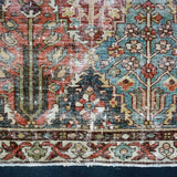4’4 x 6’10 Classic Vintage Rug Muted Blues, Bone & Reds '5066