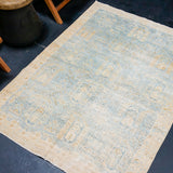 4’4 x 5’8 Classic Vintage Rug Muted Denim Blue & Ecru SB '5036