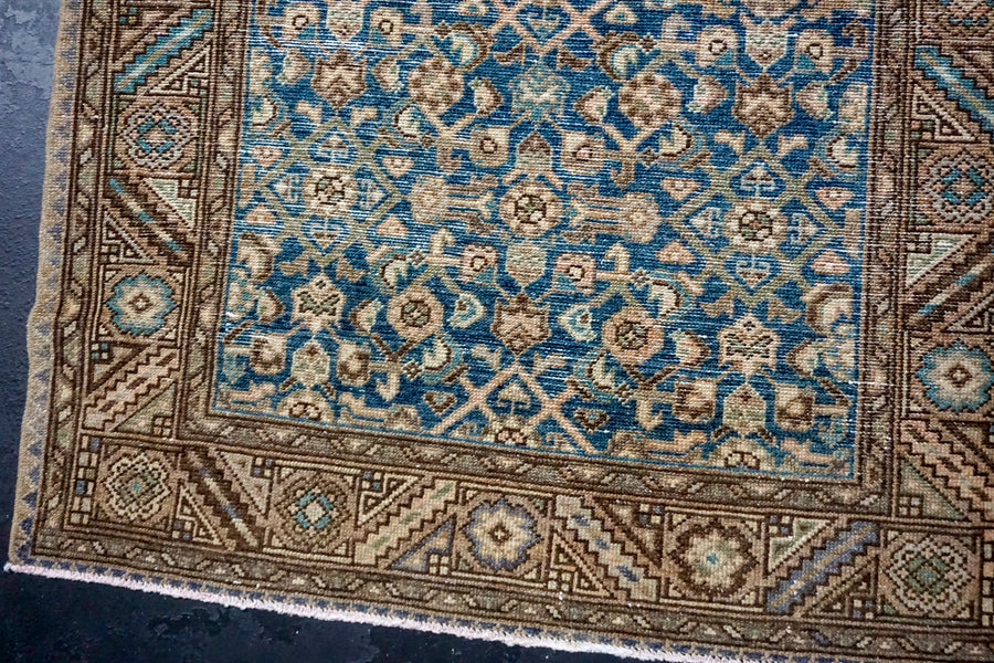 3’6 x 13’4 Classic Vintage Runner Indigo Blue, Beige + Brown SB