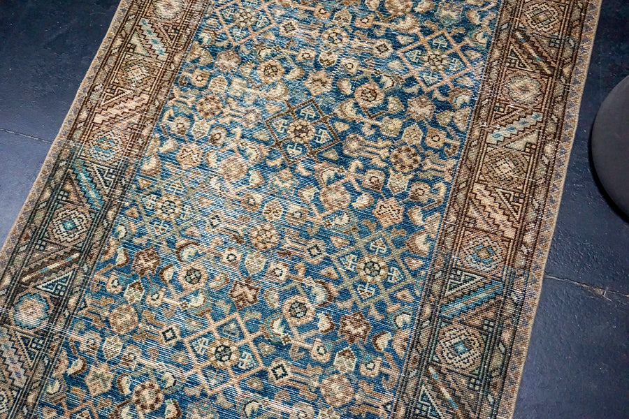 3’6 x 13’4 Classic Vintage Runner Indigo Blue, Beige + Brown SB