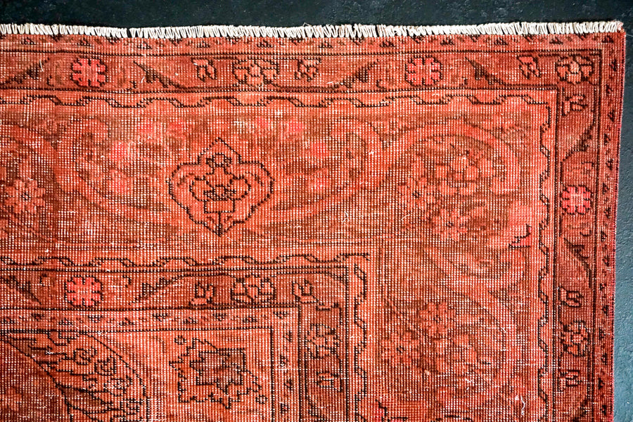 9’7 x 12’4 Vintage Tabriz Rug Red Overdyed 1960's Handmade