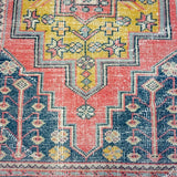 4' x 9' Turkish Oushak Gallery Rug Red, Blue & Yellow Gold