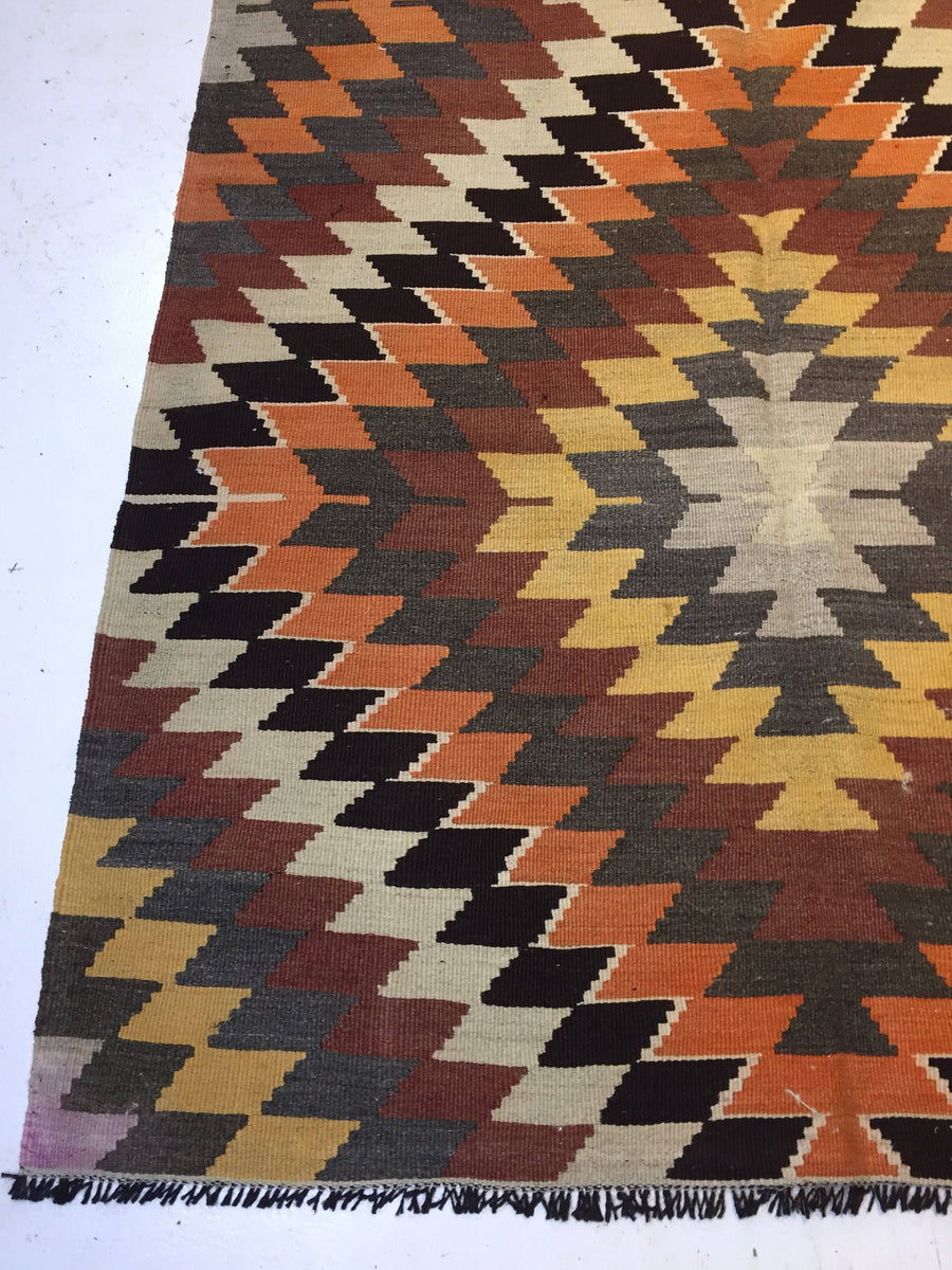 5 X 10 Vintage Turkish Kilim Earth Tones Geometric Navajo ish