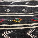 3 x 10 Minimalist Vintage Turkish Kilim Runner Black & Cream