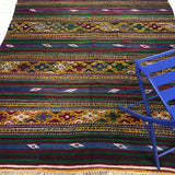 BOHO 6 x 9 Vintage Turkish Kilim Rug, Bright Colorful Cicim Carpet 70's Bohemian