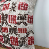 Vintage Turkish Kilim Pillow 19" X 19" Embroidered Hemp & Wool  Cicim Carpet Fragment 1970's (cover only)