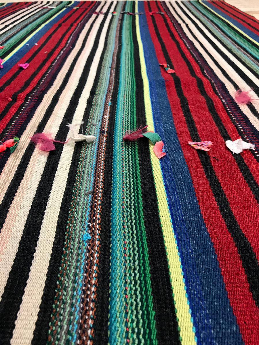 6 x 8 MCM Filikli Kilim Red, Green, and Blue Striped
