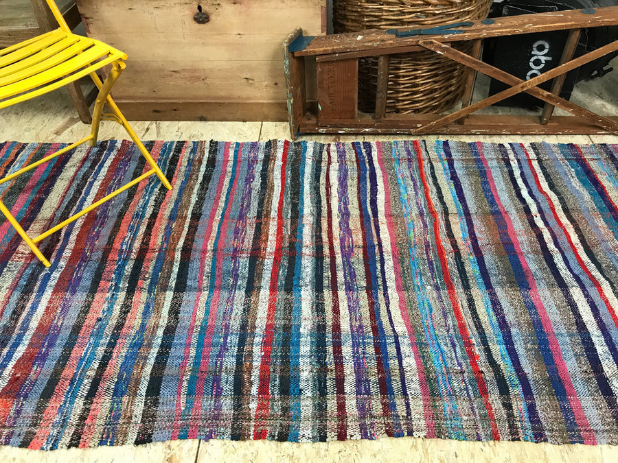 3’7 x 11 Turkish Kilim Runner Colorful Plaid