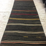 3 x 12 Vintage Kilim Runner  Tobacco Brown, Red, Yellow and Cream