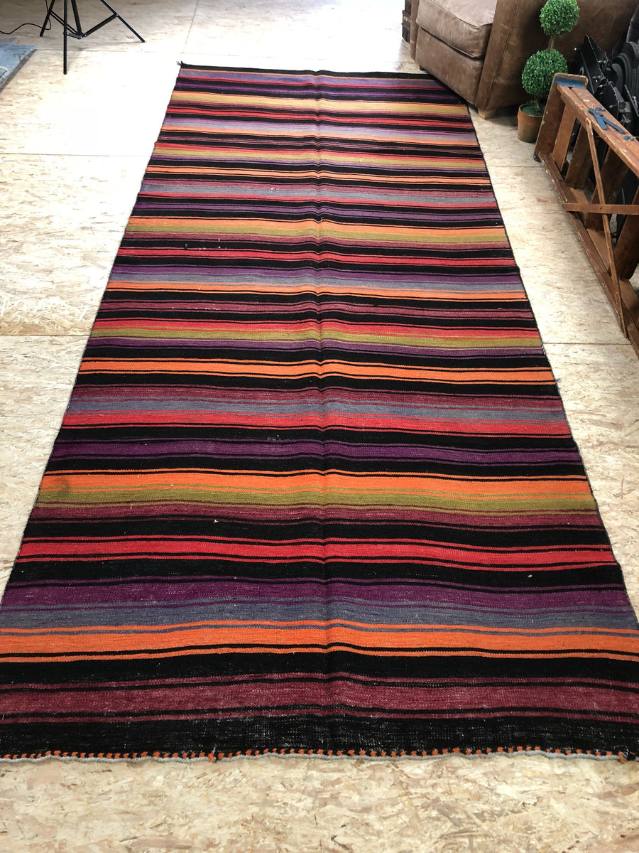 5 X 12 Turkish Kilim Runner 80's Natural Dyes Handmade Anatoloian Carpet