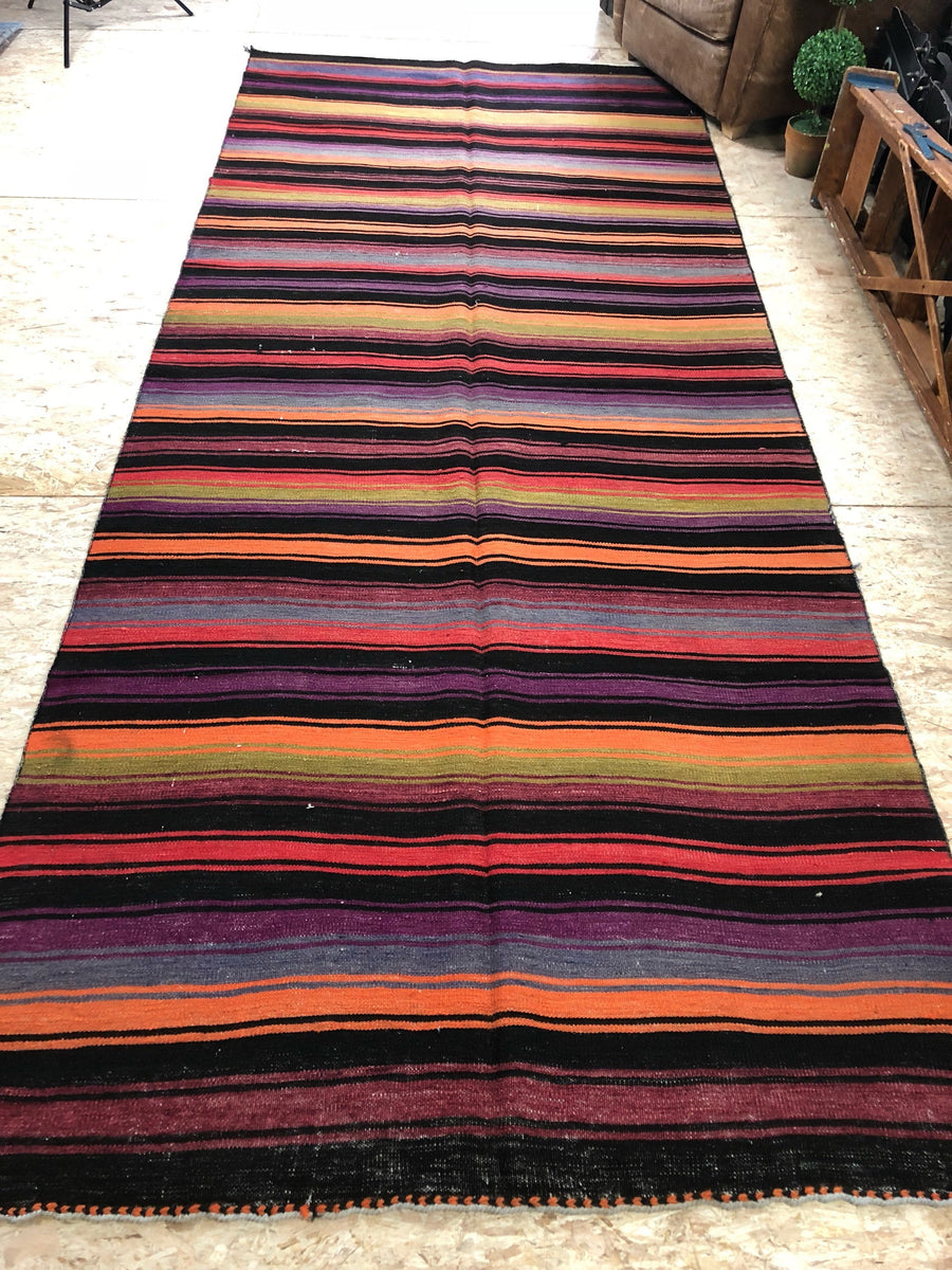 5 X 12 Turkish Kilim Runner 80's Natural Dyes Handmade Anatoloian Carpet