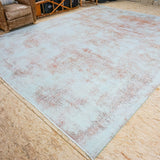 9 x 12 Vintage Overdyed Pink and Powder Blue Persian Carpet