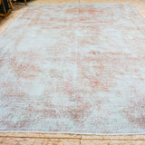9 x 12 Vintage Overdyed Pink and Powder Blue Persian Carpet