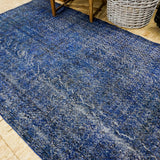 5 x 8 Vintage Oushak Rug  Blue Overdyed