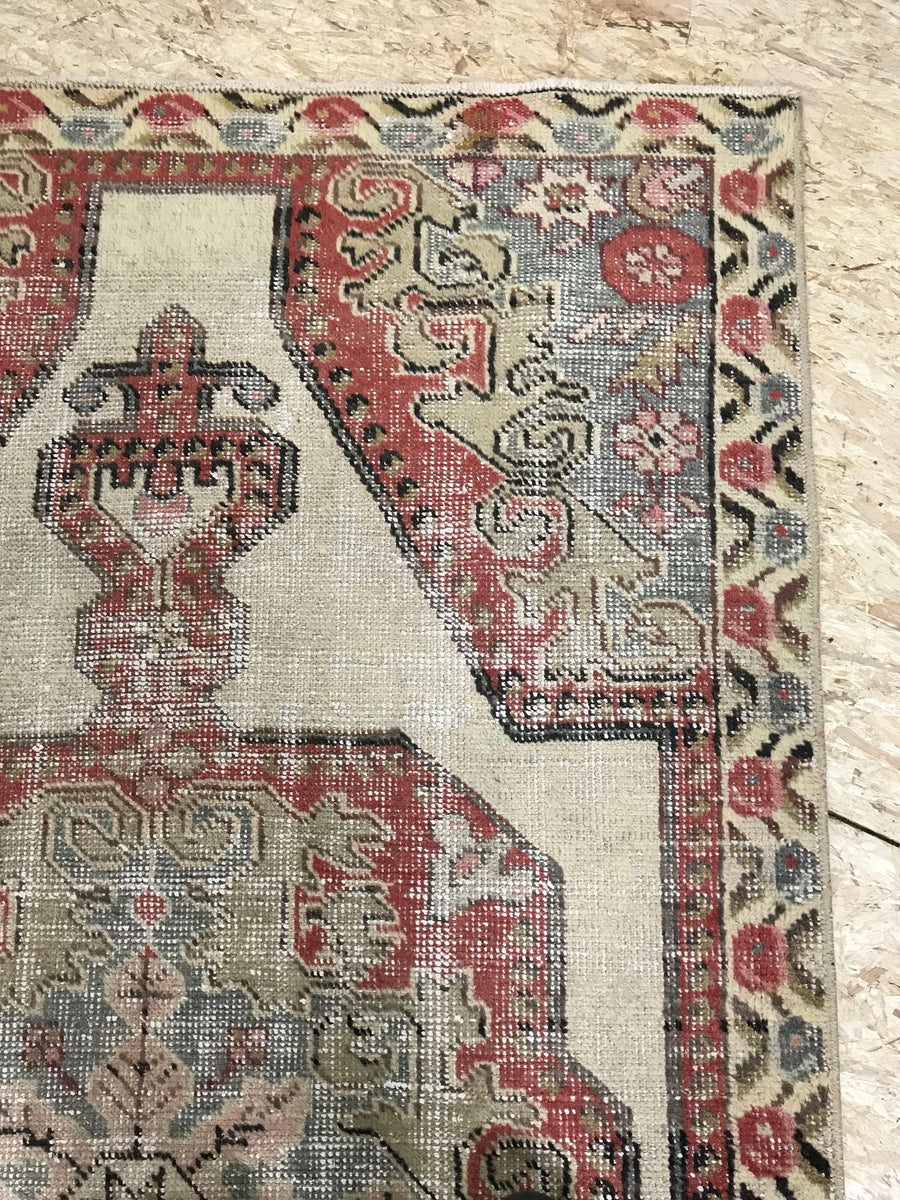 Hold for CM til 9/30*4’x 7’4 Turkish Oushak Rug 1960's Shabby Chic Soft Pastel Colors Handmade Carpet