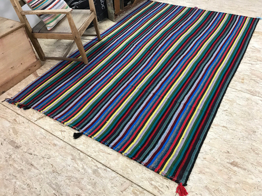 6x9 MCM Kilim Rainbow Striped Vintage Rug