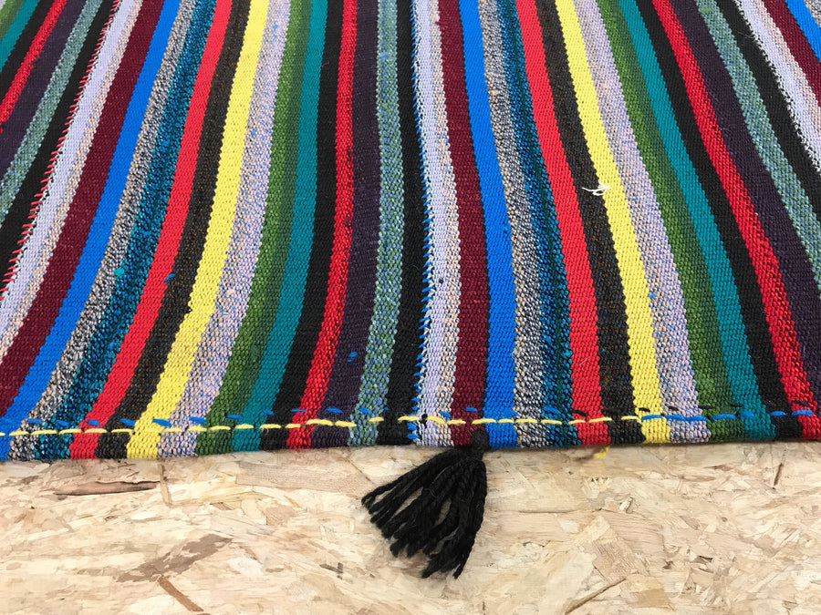 6x9 MCM Kilim Rainbow Striped Vintage Rug