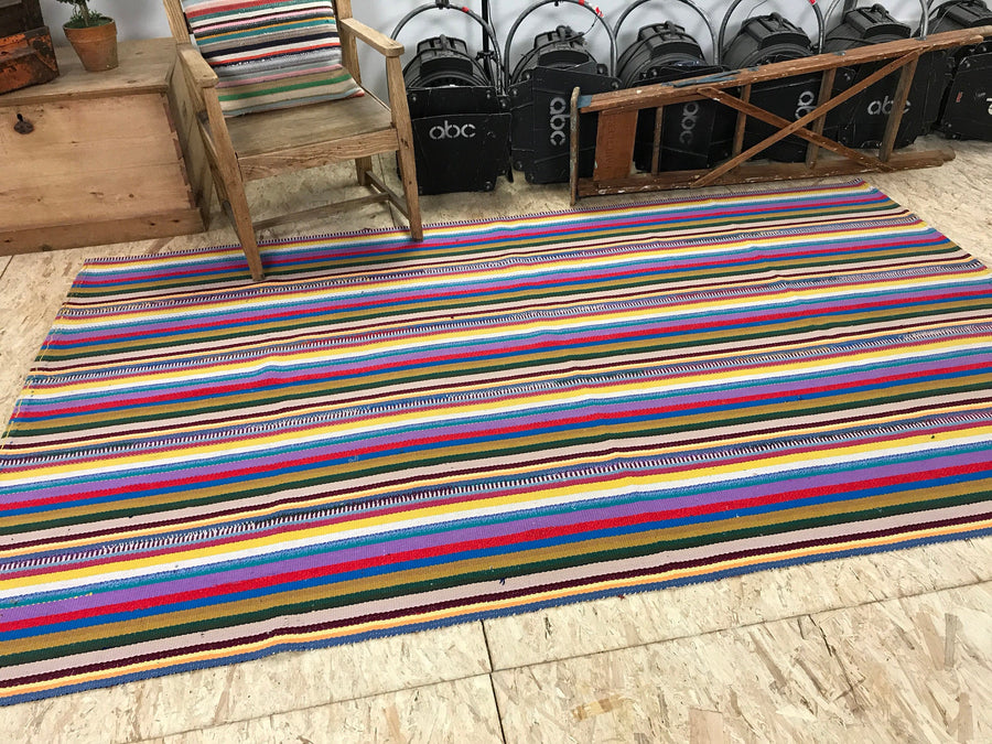 5x9 MCM Striped Vintage Kilim Flatweave Multi-Colored
