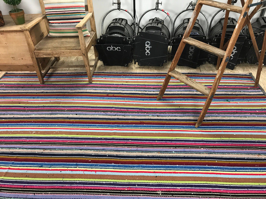 Mid-Century Modern Design 7x9 Rainbow Striped