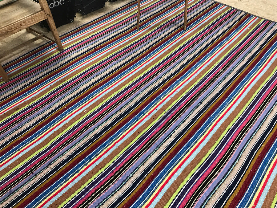 Mid-Century Modern Design 7x9 Rainbow Striped