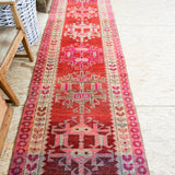 3 x 15 MCM Oushak Runner Turkish Red and Pink