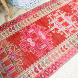 3 x 15 MCM Oushak Runner Turkish Red and Pink