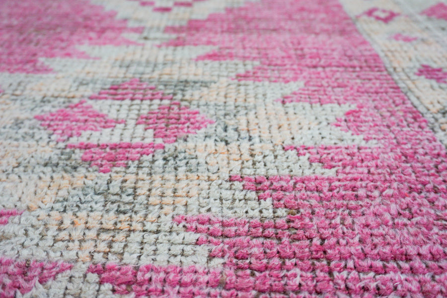 Oushak Runner Mid Century Modern Design Pink Runner 3 x 10  Pink and Taupe