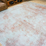9 x 12 Vintage Overdyed Pink and Powder Blue Persian Carpet