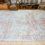 9 x 12 Vintage Overdyed Pink and Powder Blue Persian Carpet