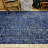 5 x 8 Vintage Oushak Rug  Blue Overdyed